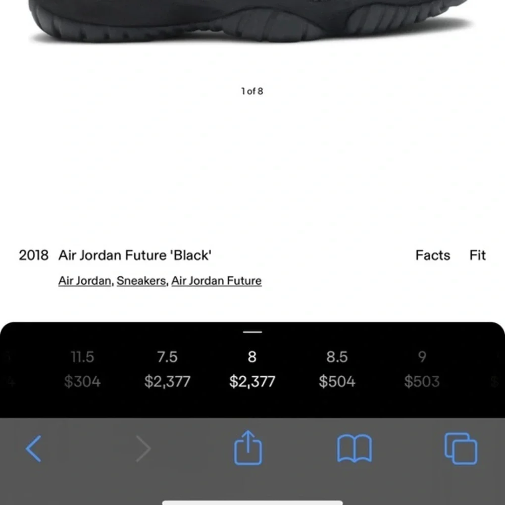 Nike 2018 Air Jordan Future Black Size 8 656503-001 Woven Anthracite GUC #CL-19